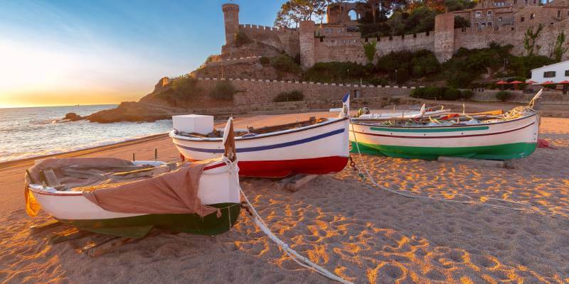boats on a beach
